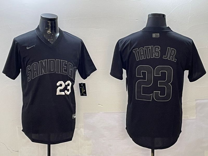Men 2025 San Diego Padres #23 Tatis jr Black Throwback Nike MLB Jersey style 7125->san diego padres->MLB Jersey